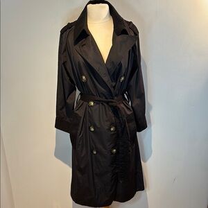 Sonia Rykiel black double breasted trench coat/raincoat size large